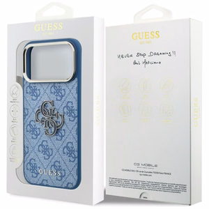 Guess 4G & Big Resin Logo dėklas, skirtas iPhone 17 Pro Max / 18 Pro Max, šviesiai mėlynas