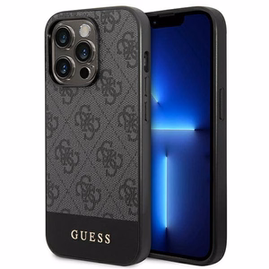 Guess GUHCP14LG4GLGR iPhone 14 Pro 6.1" pilkas dėklas 4G Stripe Collection