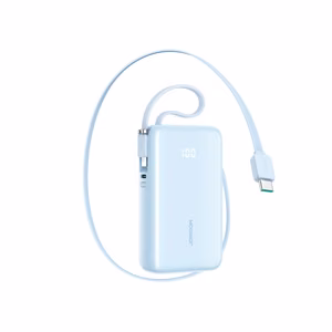 "Joyroom JR-PR2L" 10000 mAh 35 W maitinimo bankas su integruotu ištraukiamuoju USB-C kabeliu ir "Lightning" laidu - mėlynas