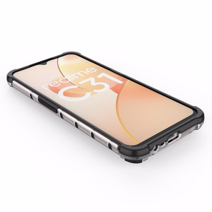 Korėtas dėklas šarvuotas dangtelis su geliniu rėmeliu Realme C31 Permatomas