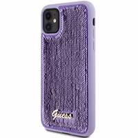 Guess Sequin Script Metal dėklas telefonui iPhone 11 / Xr - violetinis