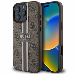 Чехол Guess 4G Printed Stripes MagSafe для iPhone 16 Pro Max - коричневый