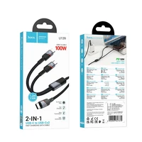 Kabelis 2in1 USB C į USB C / USB C Hoco 5A 100W 1,2 m U139 juodas