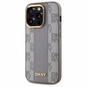 DKNY Odinis languotas mono raštas Magnetinis dėklas telefonui iPhone 14 Pro - smėlio spalvos