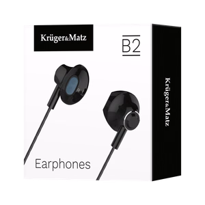Kruger&Matz B2 į ausis įdedamos ausinės su mikrofonu, juodos