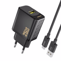 Dudao A27STEU 25W GaN USB-A Wall Įkroviklis with USB-A - USB-C Laidas - Juodas