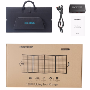 Choetech SC010 saulės turistinis įkroviklis, sulankstomas, 160W - juodas