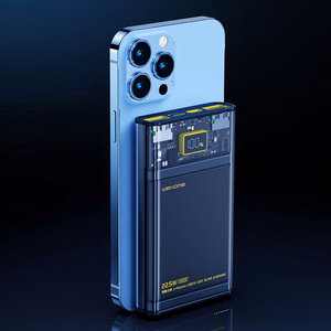 WEKOME WP-321 Vanguard Series išorinė baterija, 20000 mAh, PD 20 W + QC 22,5 W, juoda ir skaidri