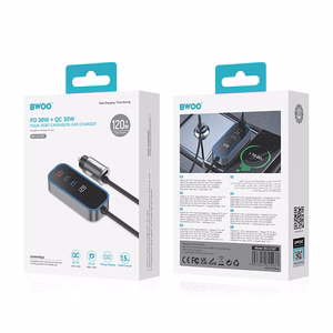 BWOO CC107 PD car įkroviklis 1x USB-C - USB-A port 30W juodas