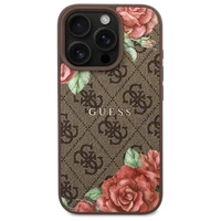 Guess GUHMP16LP4ROPEMCW iPhone 16 Pro 6.3" rudas/rudas kietas dėklas 4G Gėlių Raštas Magnetinis