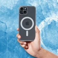 FROST MAG COVER dėklas telefonui su kameros apsauga, suderinamas su MagSafe, skirtas IPHONE 12 Pro Max, šerkšninė skaidri