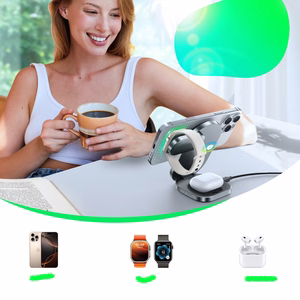 Joyroom JR-W17 Qi 3 viename belaidis indukcinis įkroviklis - juodas