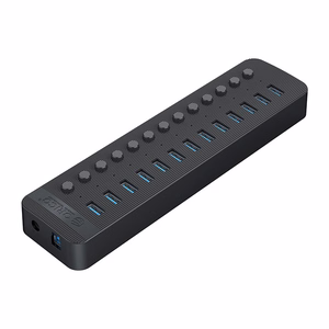 "Orico CT2U3-13AB" 13x USB-A 3.0 šakotuvas su jungikliais - juodas