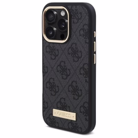 Guess 4G Logo Plate Magnetinis dėklas telefonui iPhone 16 Pro Max - juodas