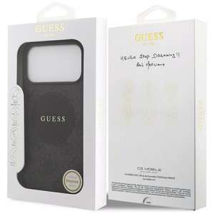 Guess 4G Circle Classic Logo Magnetinis dėklas telefonui iPhone 17 Pro Max - juodas