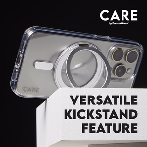 CARE by PanzerGlass Funkcinis dėklas telefonui su stovu iPhone 16 Pro Max 6.9" sidabrinis/sidabrinis Magnetinis 1328