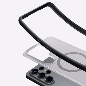 Nillkin Super Frosted Shield Pro magnetinis MagSafe suderinamas dėklas skirta Samsung Galaxy S26 Ultra permatomas juodas