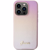 Guess GUHCP15XPSAIRSP iPhone 15 Pro Max 6.7" dėklas Saffiano Iridescent Script - rožinis
