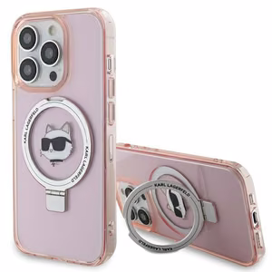 Karl Lagerfeld KLHMP15LHMRSCHP iPhone 15 Pro 6.1" розовый/розовый жёсткий чехол Ring Stand Choupette Head MagSafe