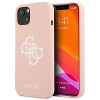 Guess GUHCP13SLS4GWPI iPhone 13 mini 5.4 silikoninis 4G logotipo kietasis dėklas - rožinis