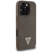 Guess Grained Hot Stamp Peony trikampio logotipo magnetinis dėklas telefonui iPhone 16 Pro - rudas