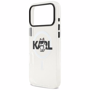 Karl Lagerfeld IML Choupette Sketch Logo magnetinis dėklas telefonui iPhone 17 Pro - skaidrus