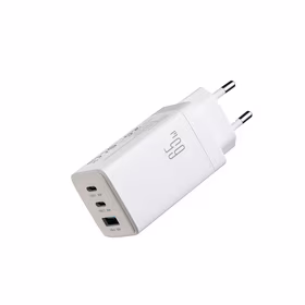 Joyroom JR-TG10 65W GaN 2x USB-C + USB-A sieninis įkroviklis su 100W USB-C - USB-C 1.2m laidu - baltas