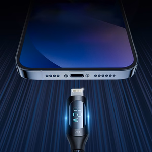 USB-A - Lightning kabelis Wozinsky WUALC2 su LED ekranu 2.4A 2m - juodas