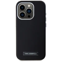 Karl Lagerfeld FW Metal Plate Magnetinis iPhone 15 Pro Max dėklas - juodas