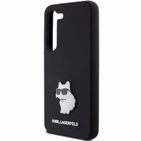 Karl Lagerfeld Silikoninis Choupette Metal Pin dėklas Samsung Galaxy S24 - juodas