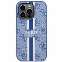 Guess GUHMP14LP4RPSB iPhone 14 Pro 6.1" mėlyna/mėlyna kietas dėklas 4G Printed Stripes MagSafe