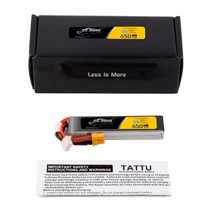„Lipo Tattu“ akumuliatorius 2s, 650 mAh, 95C, 7,6 V, HV su XT30 jungtimi, ilgas korpusas