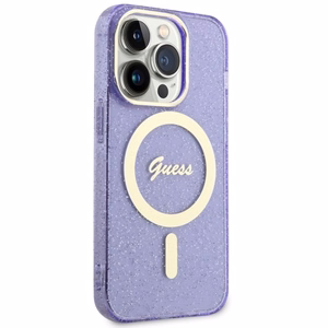 Guess GUHMP14LHCMCGU iPhone 14 Pro 6.1" violetinis/violetinis kietas dėklas Blizgučiai Auksas MagSafe