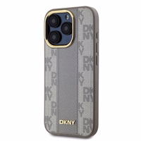 DKNY Odinis languotas mono raštas Magnetinis dėklas telefonui iPhone 15 Pro - smėlio spalvos