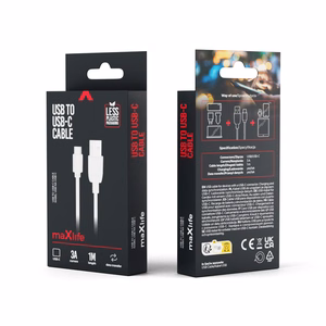 "Maxlife" kabelis USB - USB-C 1,0 m 3A baltas