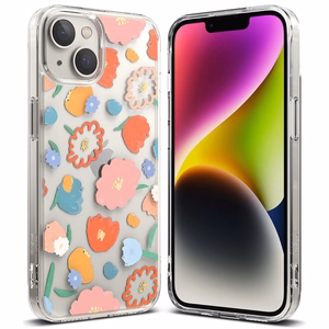 Ringke Fusion Design šarvuotas dėklas su geliniu rėmeliu iPhone 14 Plus skaidrus (Floral) (FD637E31)