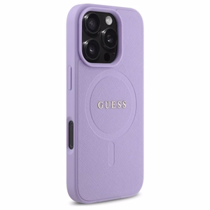 Guess Saffiano Magnetinis dėklas telefonui iPhone 16 Pro Max - violetinis