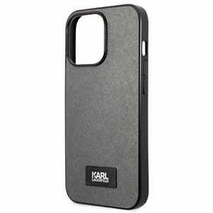 Karl Lagerfeld Saffiano plokštelės dėklas telefonui iPhone 13 Pro Max 6.7" - sidabrinis