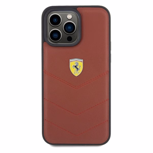 Ferrari Odinis siūlės linijos dėklas telefonui iPhone 15 Pro Max - raudonas