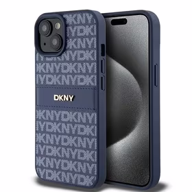DKNY Odinis mono juosta ir metalinis logotipas dėklas telefonui iPhone 15 / 14 / 13 - mėlynas