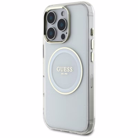 Guess IML Metal Colored Circle Classic Logo Magnetinis dėklas telefonui iPhone 16 Pro - baltas