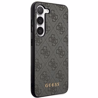 Guess GUHCS23SG4GFGR S23 S911 pilkas/pilkas kietas dėklas 4G Metal Gold Logo
