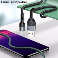 USAMS Laidas pintas U55 2A micro USB žalias 1m SJ450USB02 (US-SJ450)