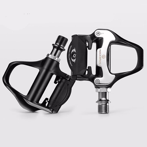 Rockbros LP-RD2BK Shimano SPD-SL plento pedalai su geltonomis plokštelėmis – spalva: juoda ir sidabrinė