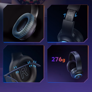 QCY Heroad V200 Tri-Mode Žaidimų Ausinės su 7.1 Garsu, 240h Baterija ir Nuimamu Mikrofonu - Juodos
