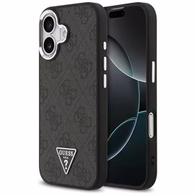 GUESS dėklas telefonui (m) IPHONE 17 suderinamas su MagSafe PU 4G W/Triangle Logo SL - juodas