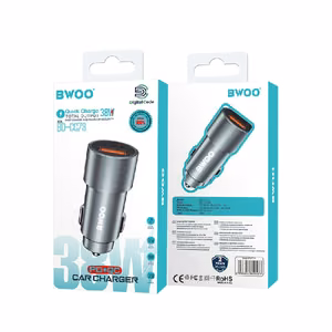Įkroviklis automobilinis Bwoo (CC73) (1xUSB; 1xUSB-C; 38W) juodas