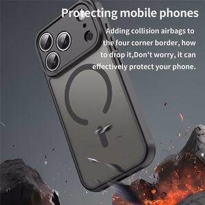 Juodas magnetinis matinis PC ir TPU dėklas iPhone 18 Pro Max / 17 Pro Max, atsparus kritimams