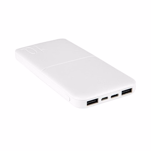 Išorinė baterija MX COCO 10 000mAh 2xUSB, 10W Li-Po, balta + microUSB laidas