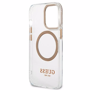 Guess GUHMP13XHTRMD iPhone 13 Pro Max 6.7 "auksinis / auksinis kietas dėklas Metalinis kontūras Magnetinis